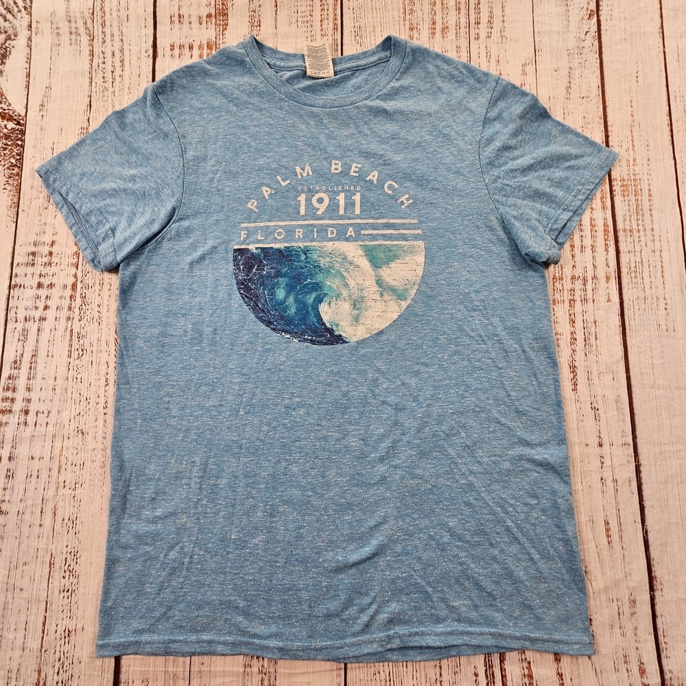 Palm Beach Florida 1911 Blue Short Sleeve Cotton Blend T-Shirt Adult S